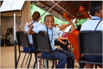 A junior music student get's ready for a performance in Kresge Auditorium at Interlochen.